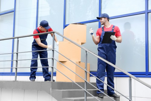 Commercial furniture and equipment prepared for a local office move