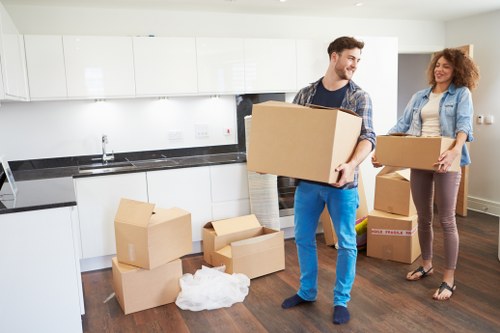 Packed household items prepared for van removals