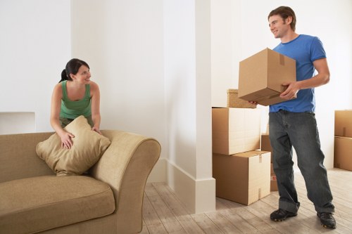 Packing and wrapping household items for a move